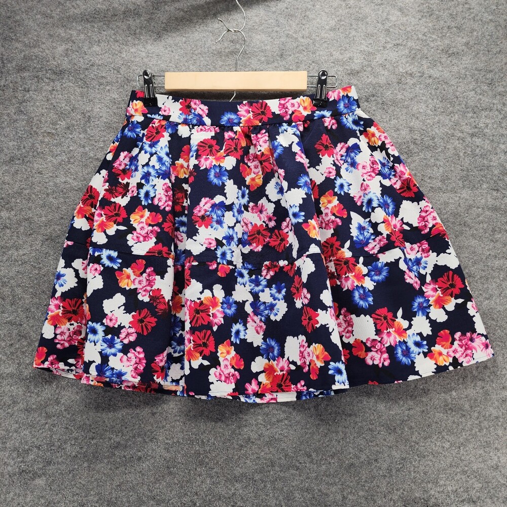 Express Skirt Womens 8 Blue Floral A Line